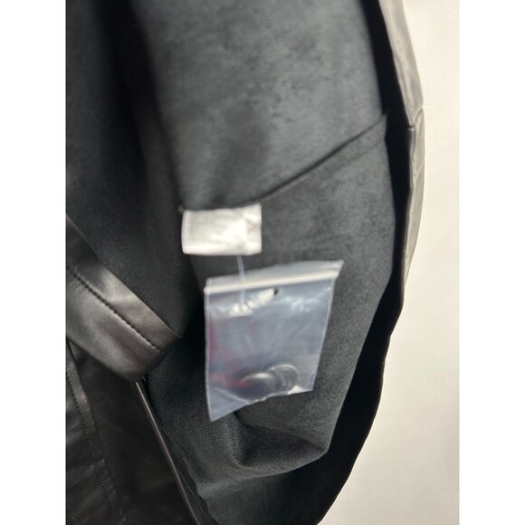 Evereve Small Womens Black Vegan Faux Leather Button Up Midi Dress Trench - Picture 15 of 16